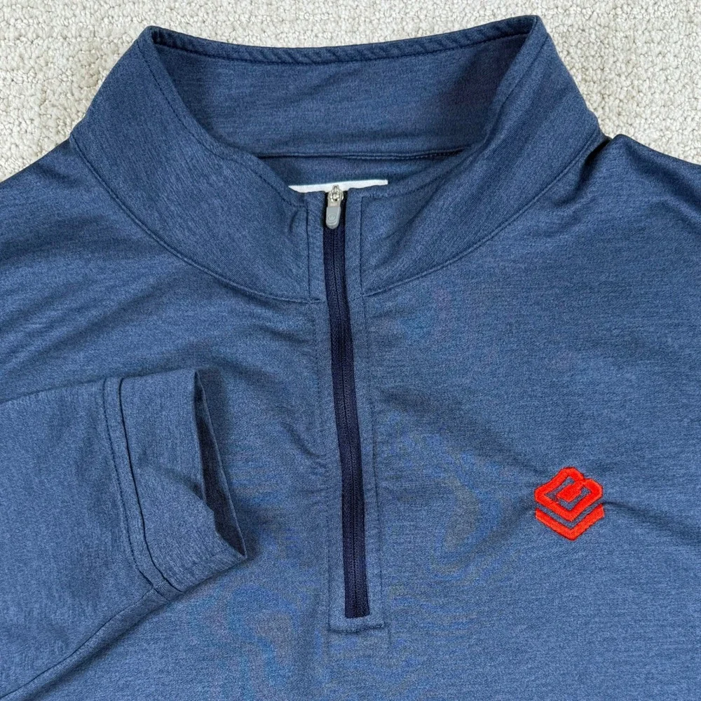Peter Millar Mens XL Blue Perth Performance 1/4 Zip Golf Pullover Sweater